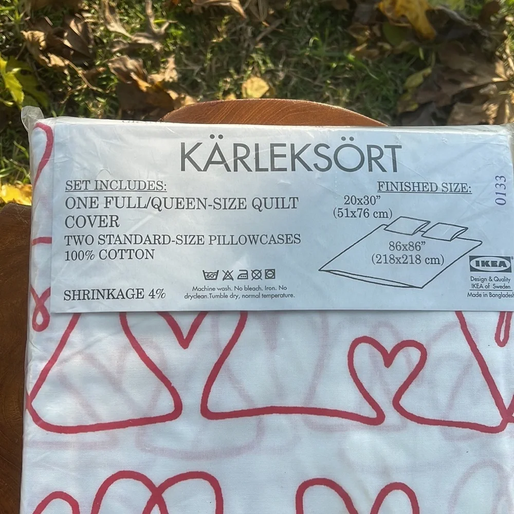 Ikea heart duvet and pillowcases(2) NWT